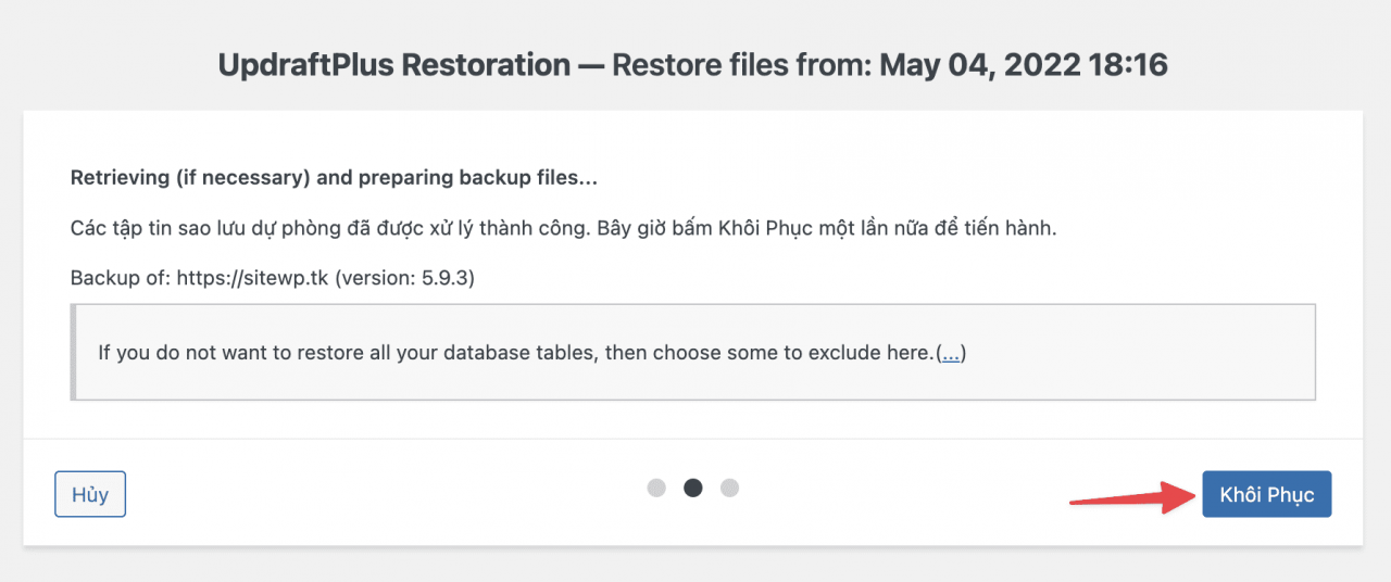 Backup/Restore website data with UpdraftPlus