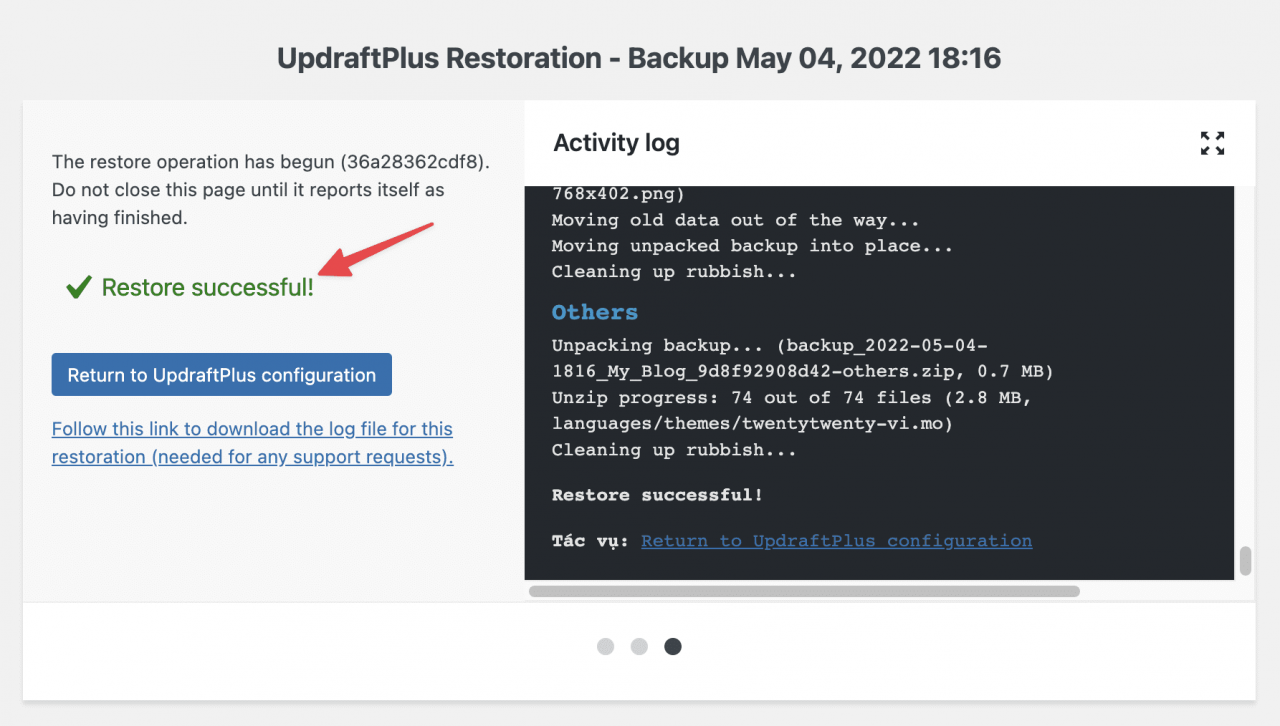 Backup/Restore website data with UpdraftPlus