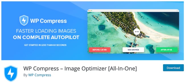 download page for the wordpress image optimization plugin wp compress