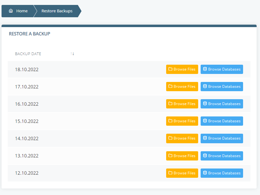 How to Back Up a MySQL Database, Restoring a database with SPanel 3