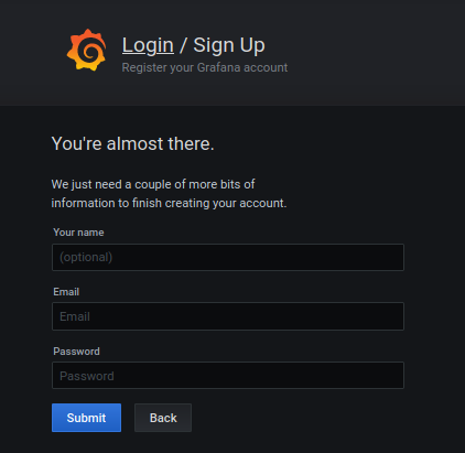 grafana signup