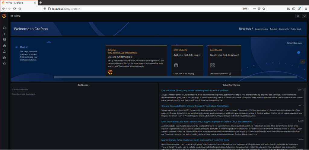 grafana default landing page